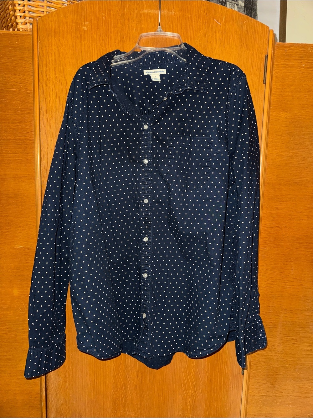 Navy Blue Polka Dot Button-Down Shirt